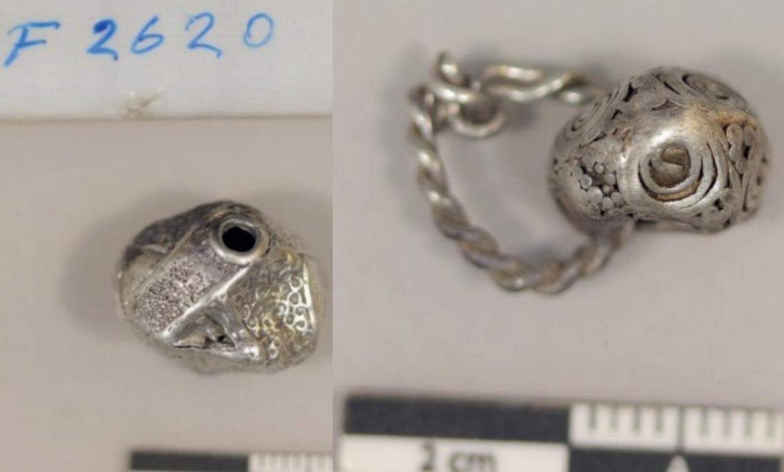 Two of the Viking-era silver items found in Täby as seen after being cleaned.