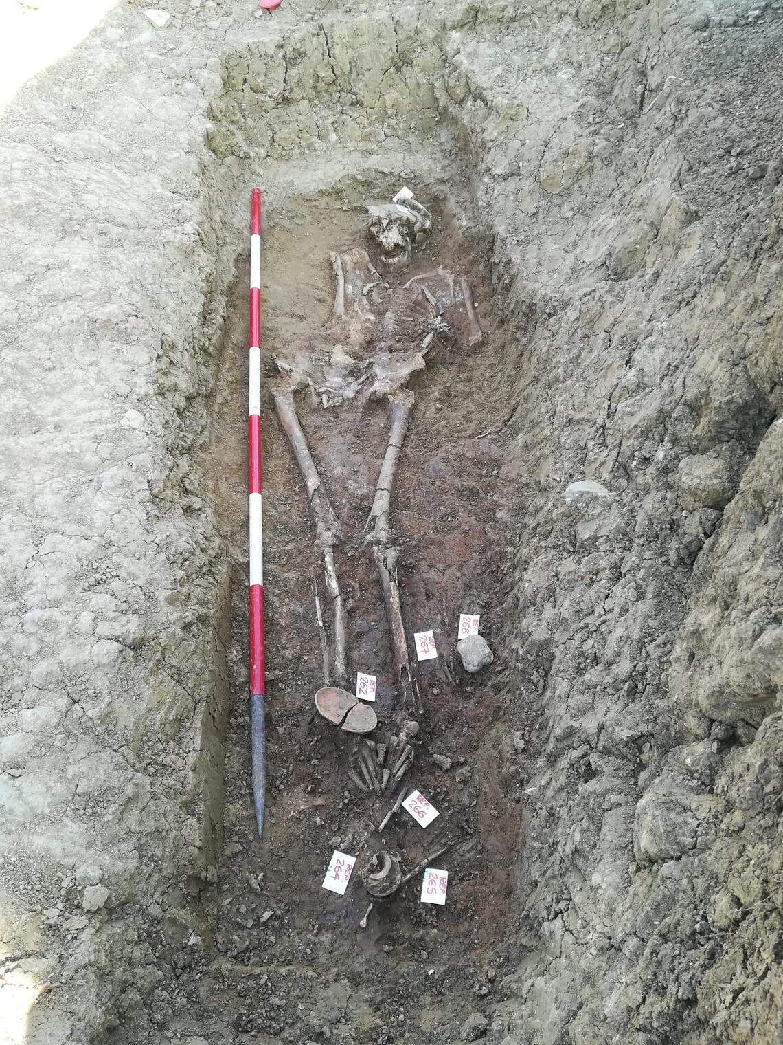 One of the graves found at the ancient Roman burial ground.