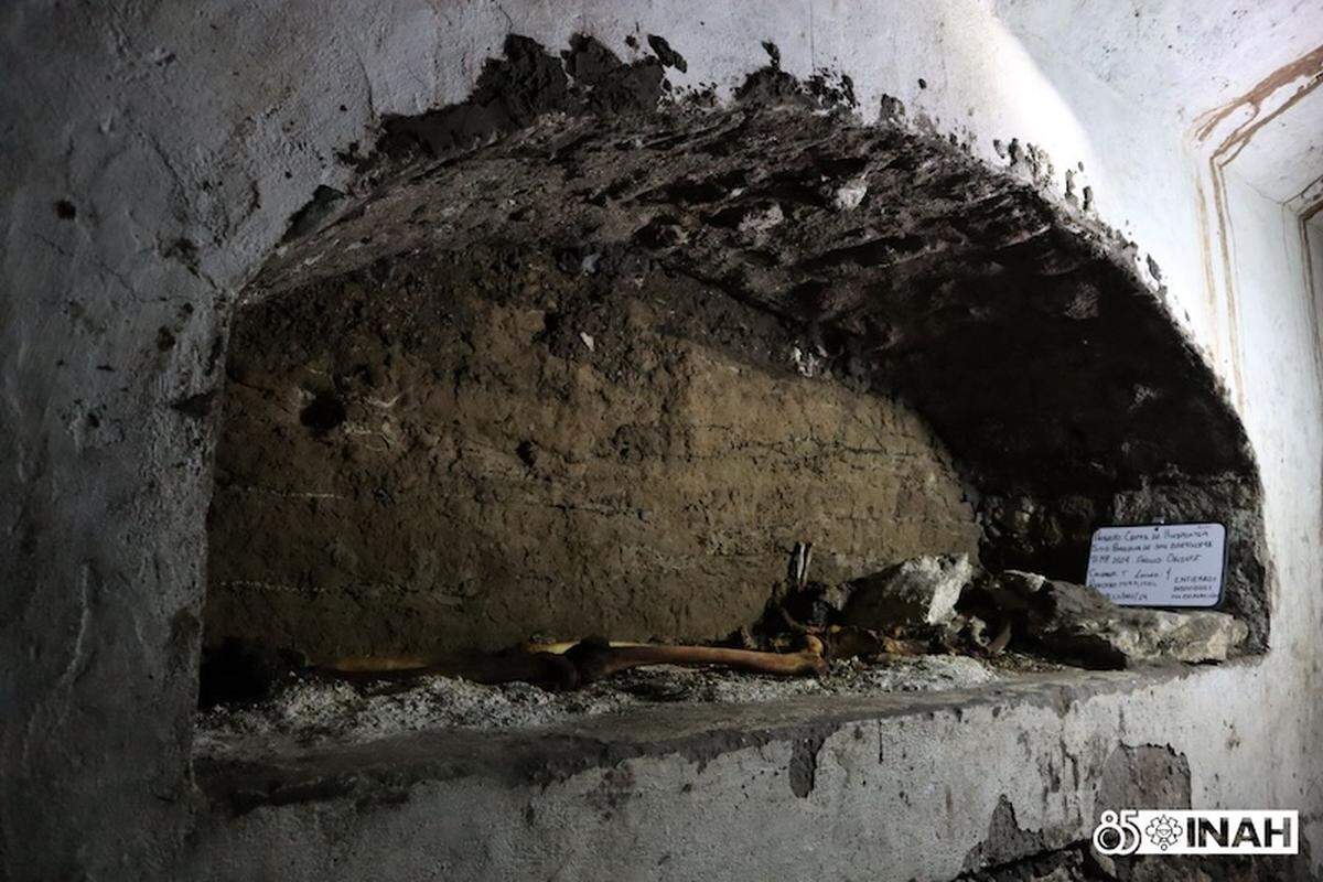 Another grave, T1, found in the church crypt.