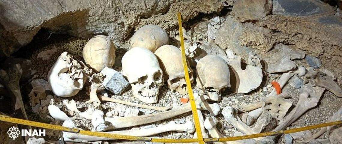The 500-year-old skulls found deep inside a cave in Coahuila.