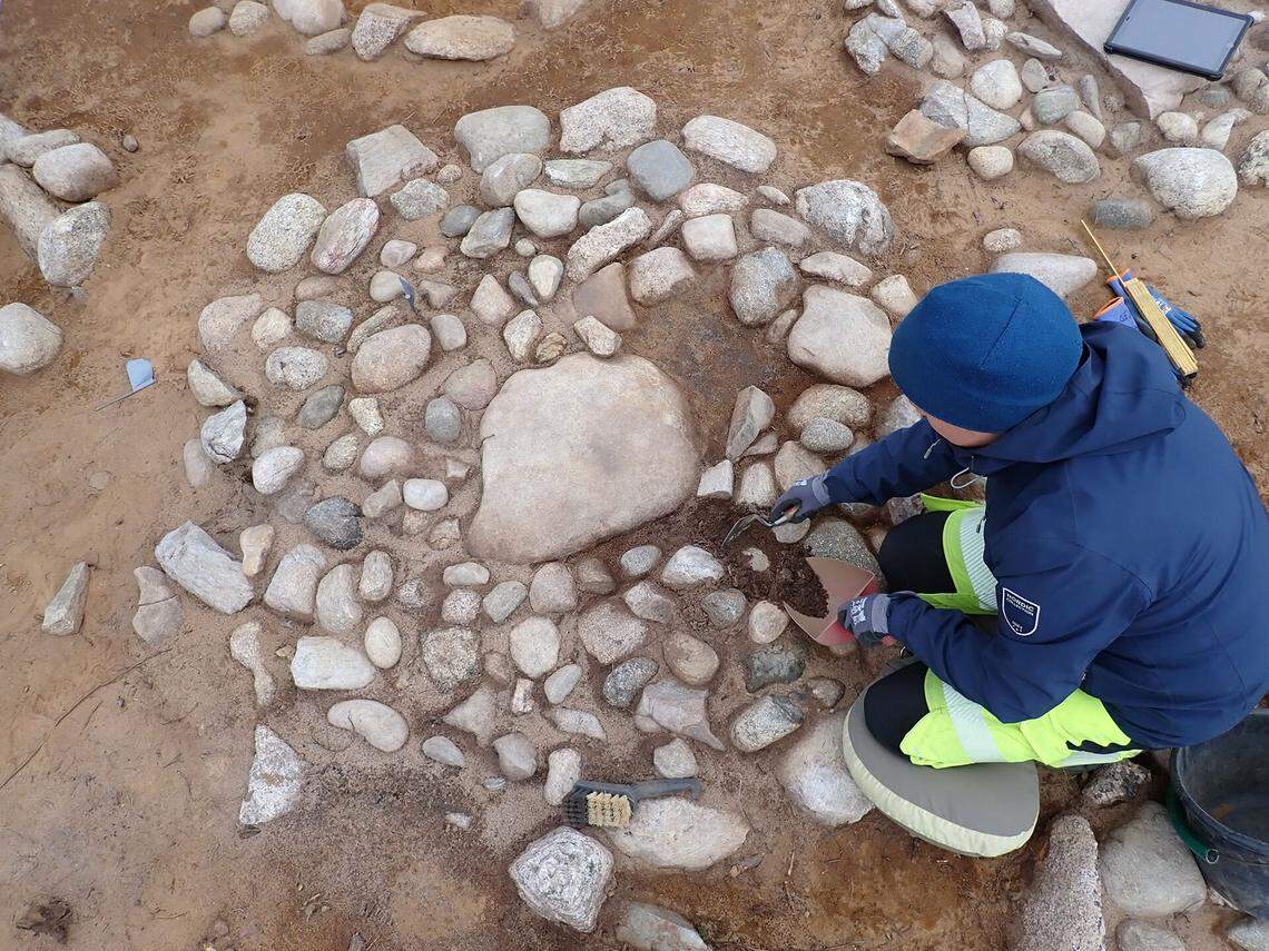 One of the ancient stone graves seen up close.