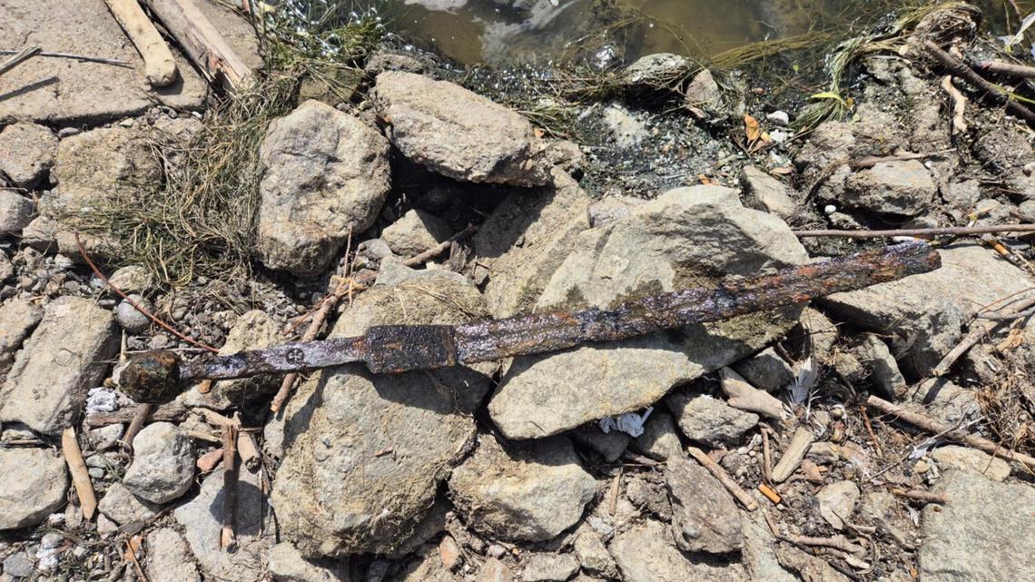 The historic sword found by Andrzej Korpikiewicz in the Vistula River.