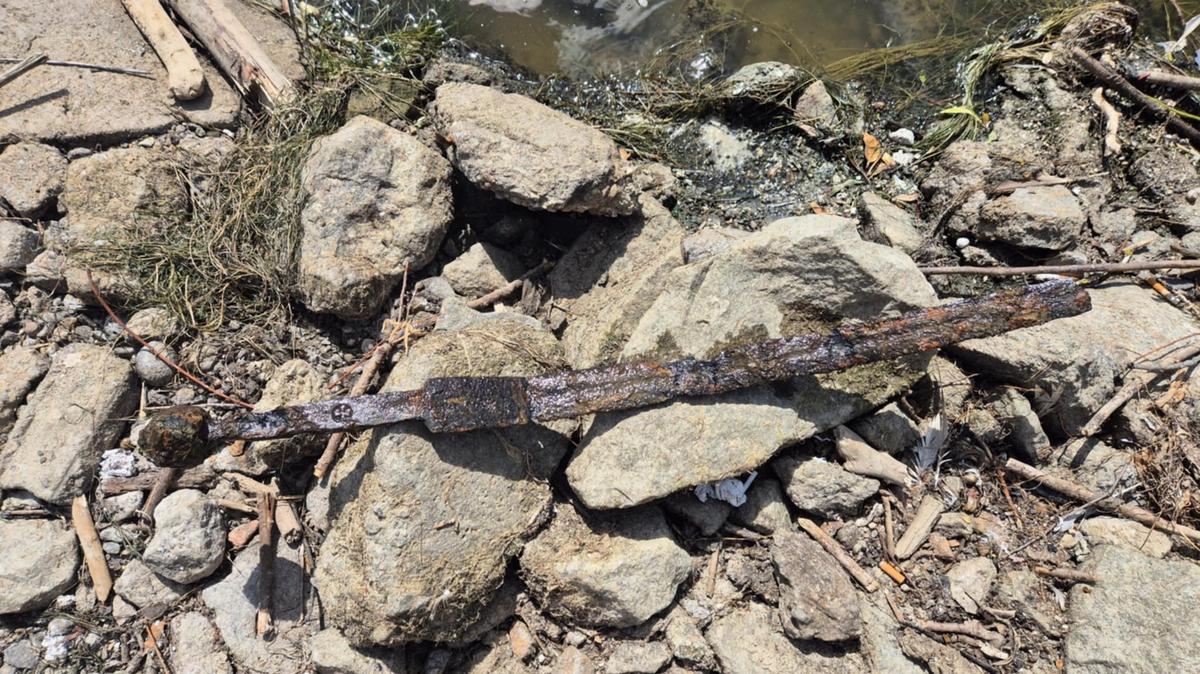 A man visited the Vistula River in Warsaw to see its historically low water levels and found medieval weapon in the shallows.