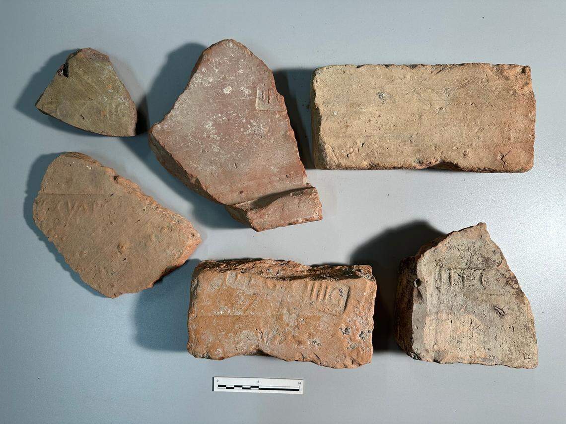 Some of the ancient Roman bricks found at the Ödes Schloss site.