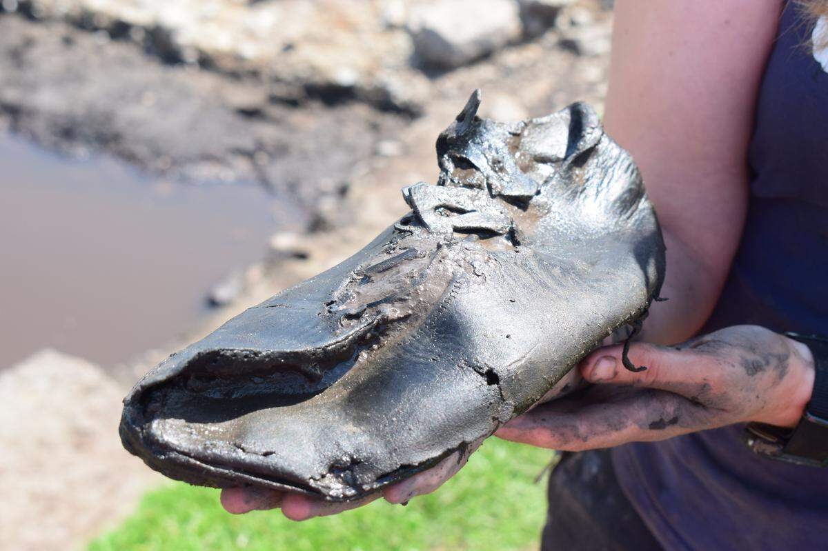 Preserved Roman shoes, some surprisingly large, were found at the fort.