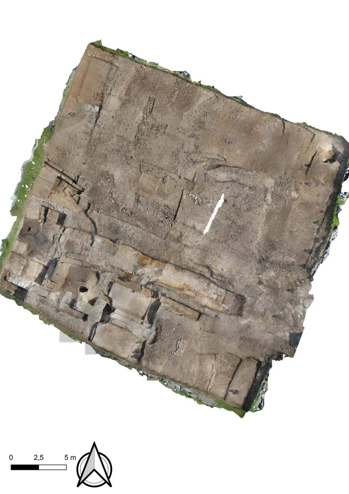 An aerial view shows the ancient Roman military camp near Excisum, modern-day Villeneuve-sur-Lot.