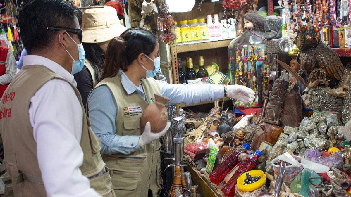 The items were found in several stalls at the Chiclayo Model Market, officials said.