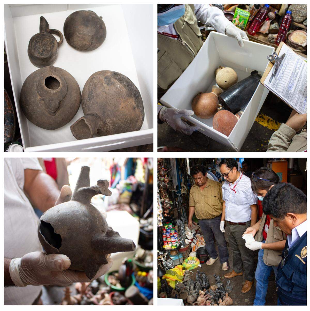 The artifacts are believed to be pieces belonging to the ancient Lambayeque, Chimú and Chancay cultures, officials said.