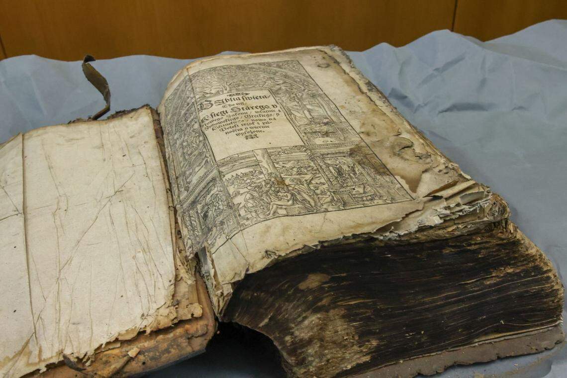One of the 400-year-old Bibles found near Opole.