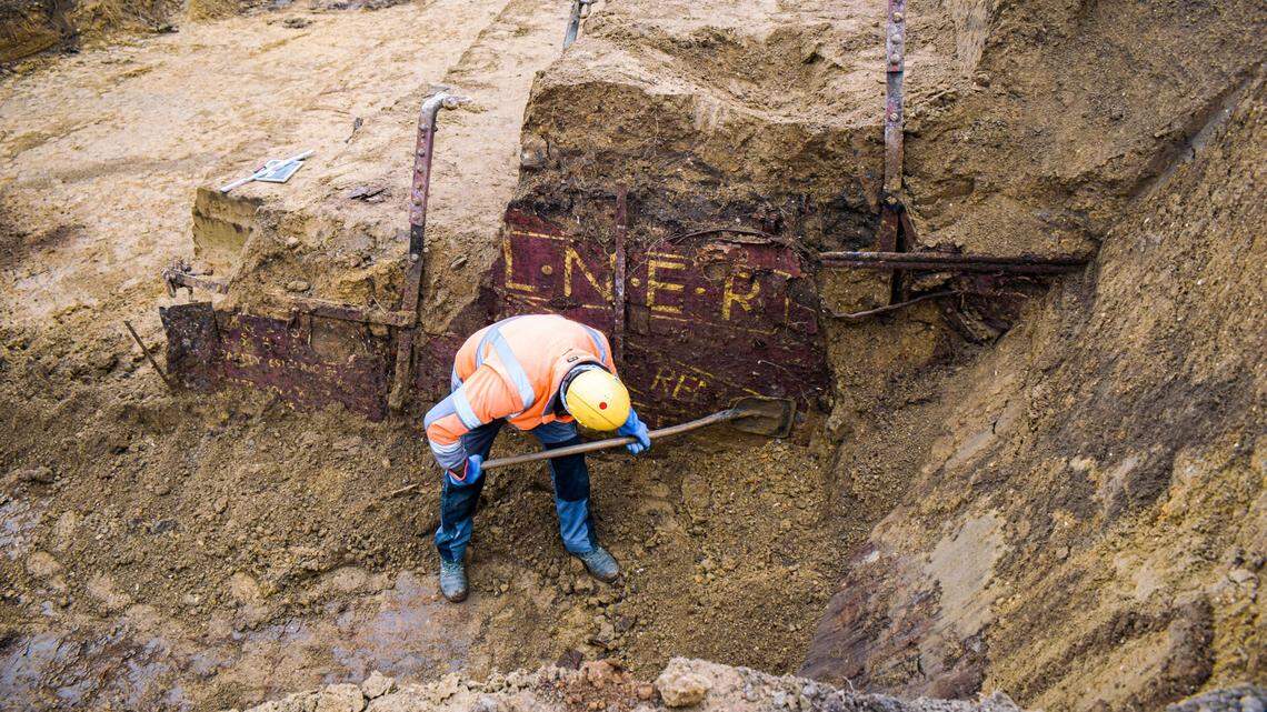 Archaeologists in Antwerp found a rare, almost 100-year-old train car from a U.K. railway company and sparked a mystery, officials said.