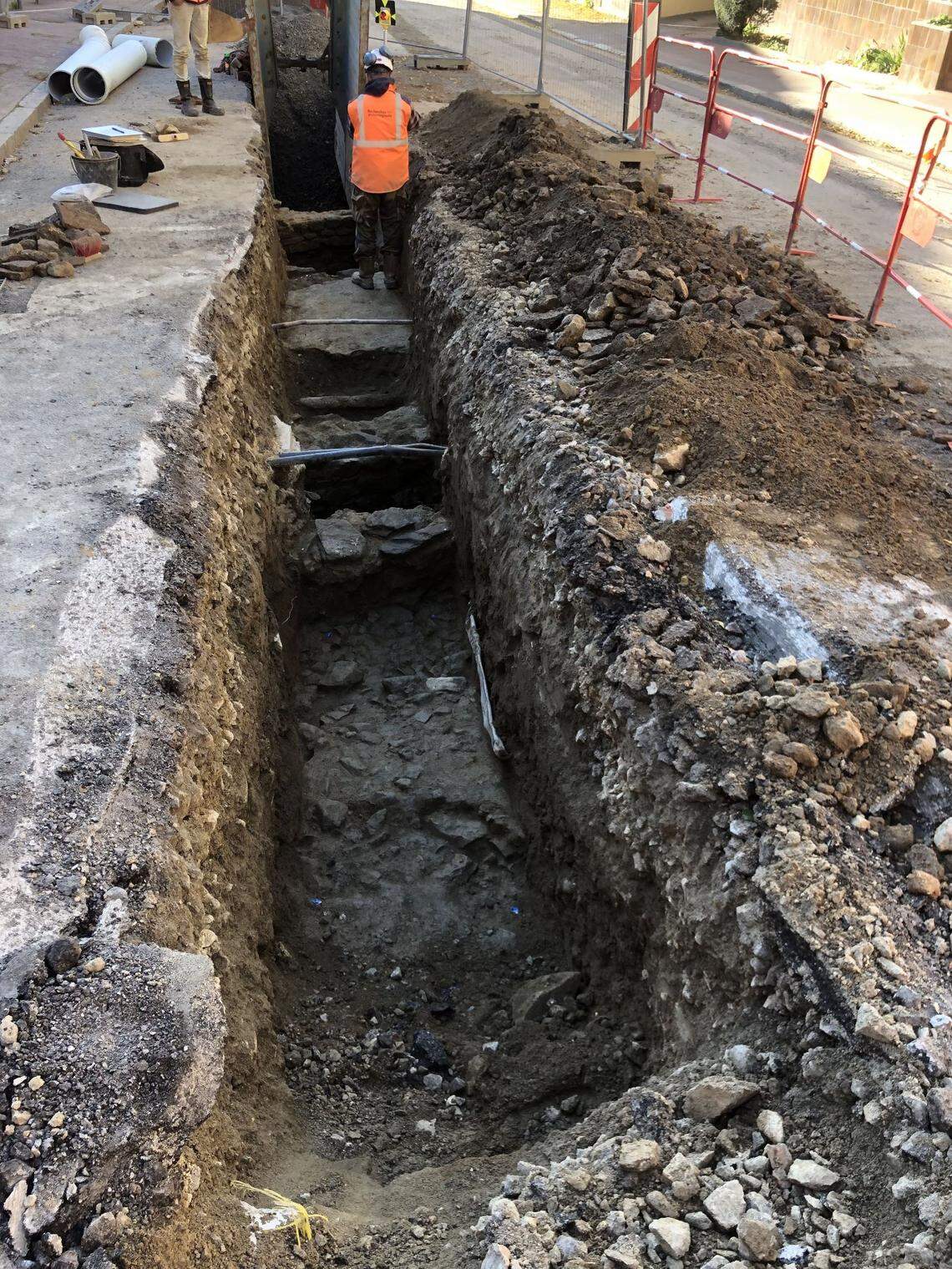 A section of ancient Roman road found in downtown Limoges.