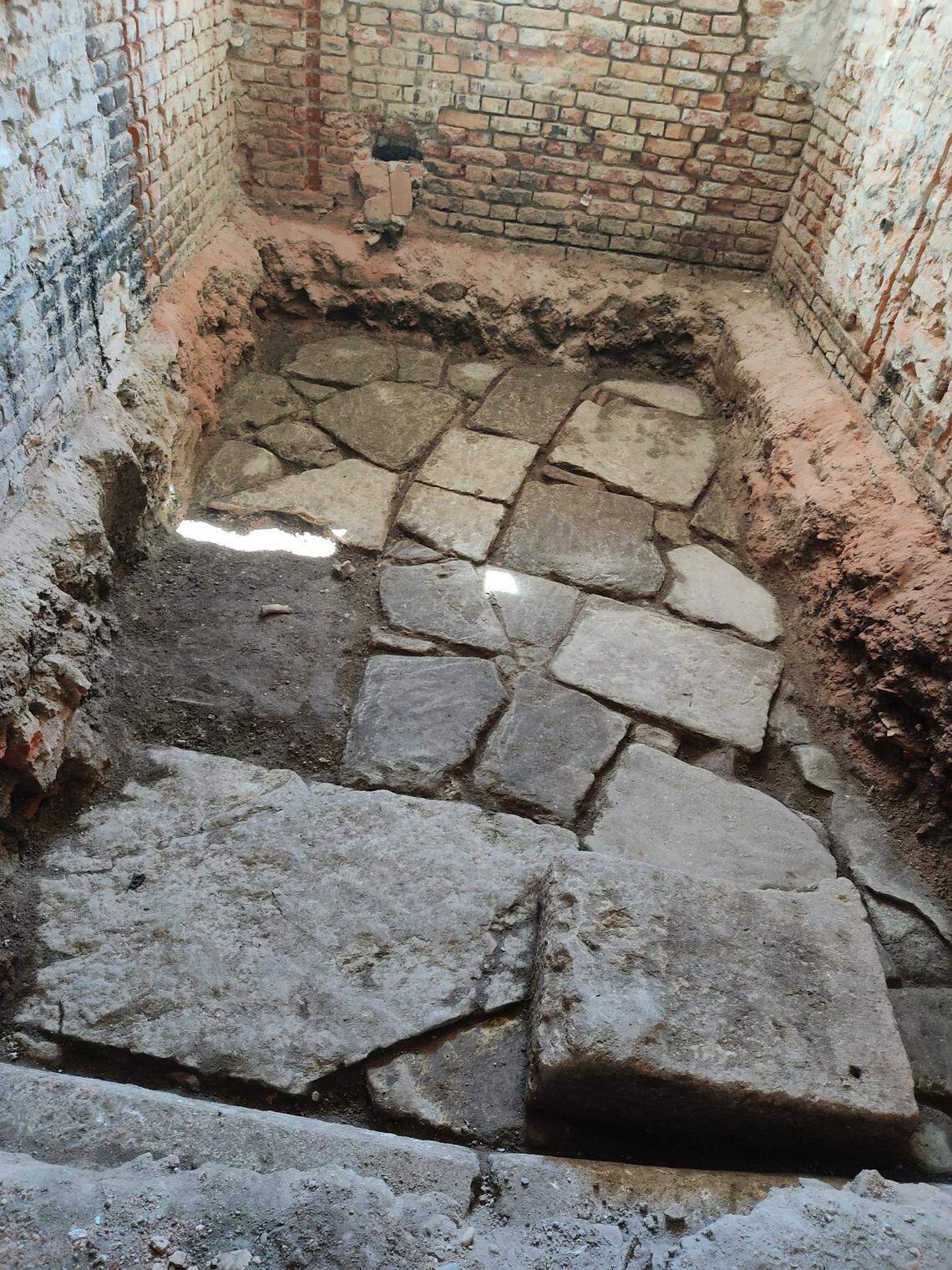 The ancient Roman ruins under Sisak city hall as seen during excavations.