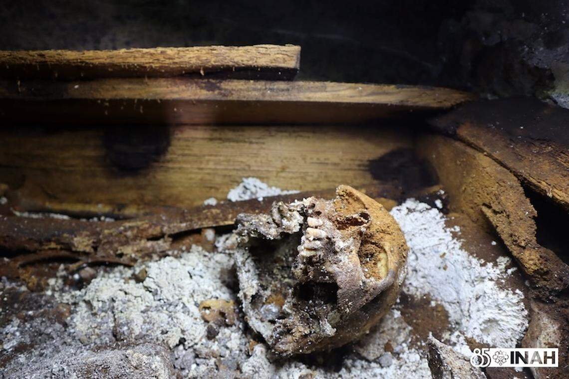 One of the old graves, named H1, in the church crypt.