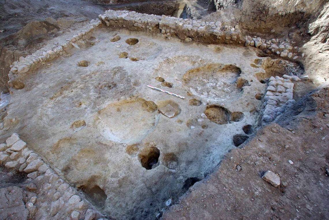 The medieval building unearthed at the park.