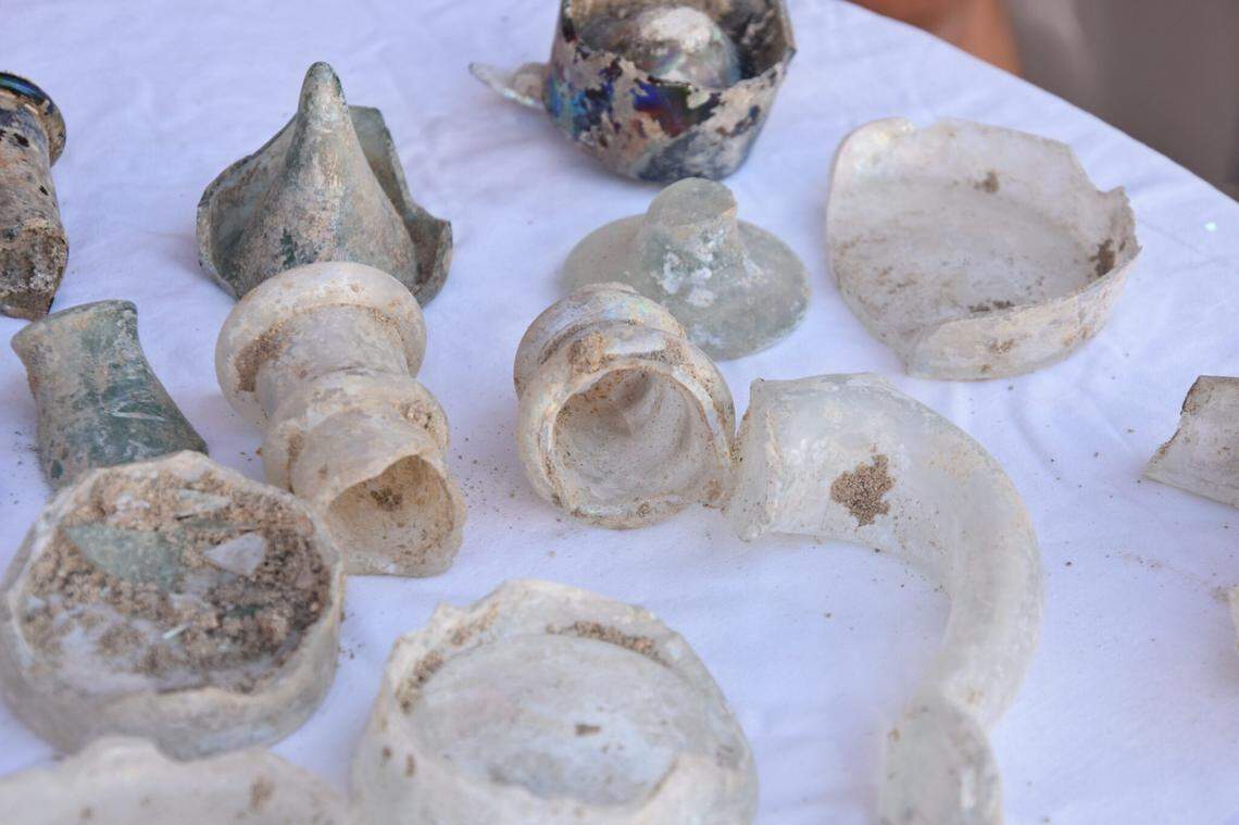 Some glass artifacts found in Trenčín.