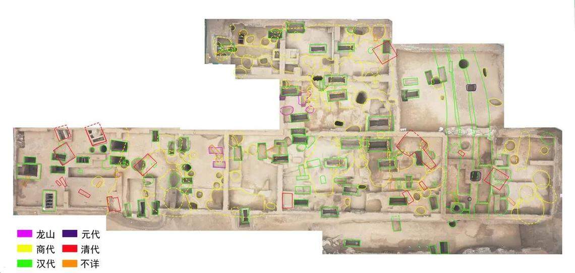 A diagram showing the ancient ruins found at the site in Zibo.