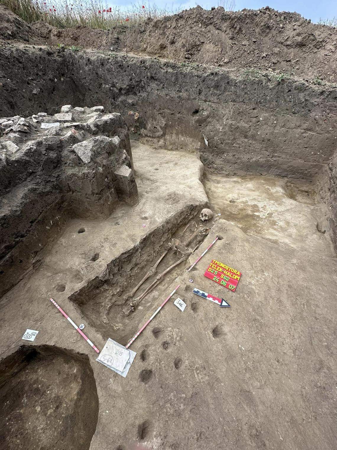 The skeleton found at the medieval abbey.