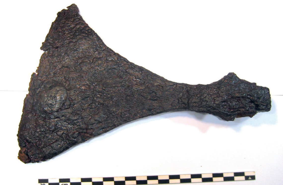 An ax head found in the Viking-era grave in Linköping.