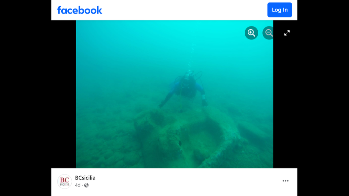 Scuba divers in Sicily discovered that an underwater ‘tank’ was actually a statue from an ancient Greek temple, photos show.