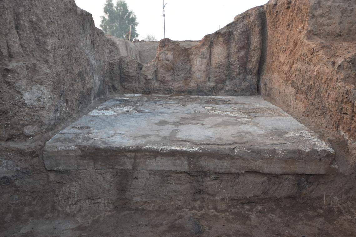 A central dais, or platform, found at one of the ancient shrines.
