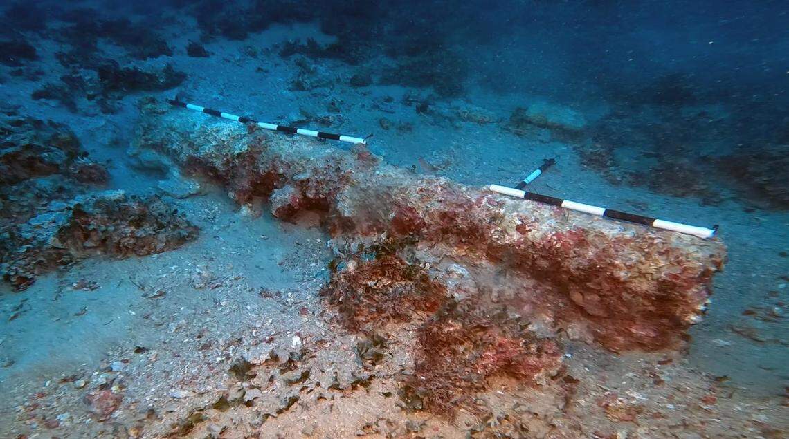 The centuries-old cannon found off the coast of Fontane Bianche, Sicily.