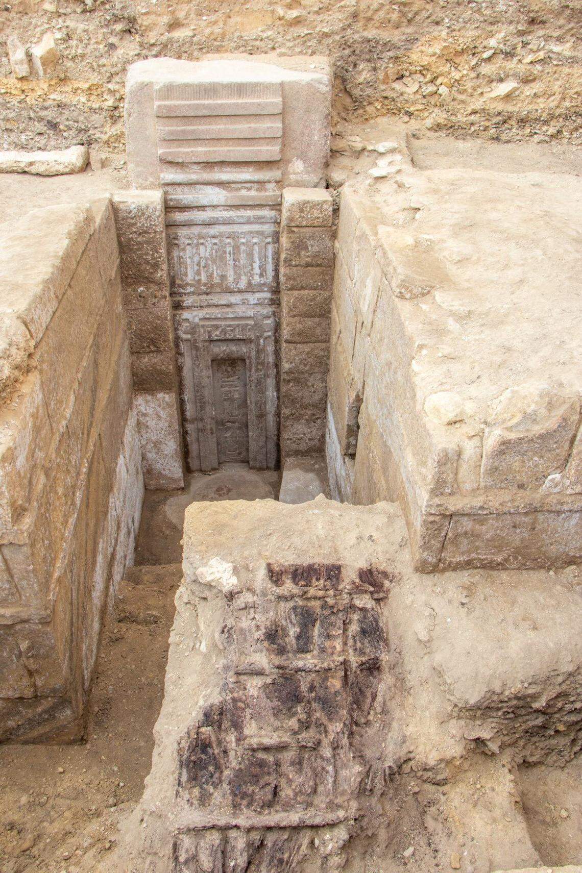 The false door found at an ancient prince’s tomb in Saqqara.