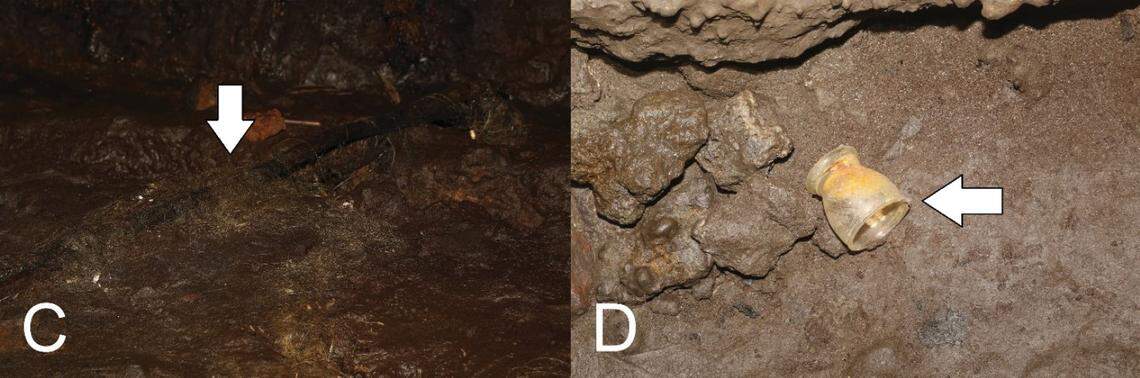 Some trash seen in the lava caves of Dak Nong UNESCO Global Geopark.