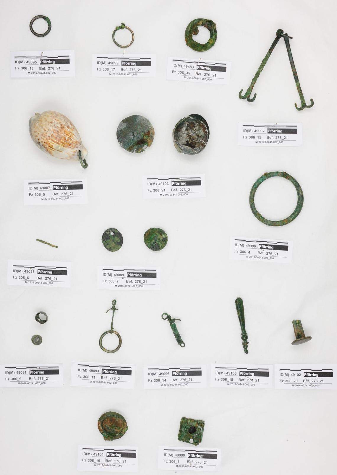 The 1,500-year-old accessories after being separated and cleaned.