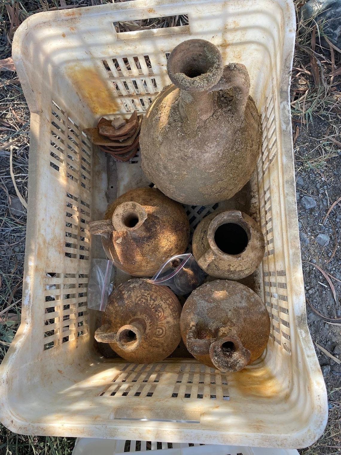 Some of the pottery found in the ancient Greek tomb near Famagusta port.