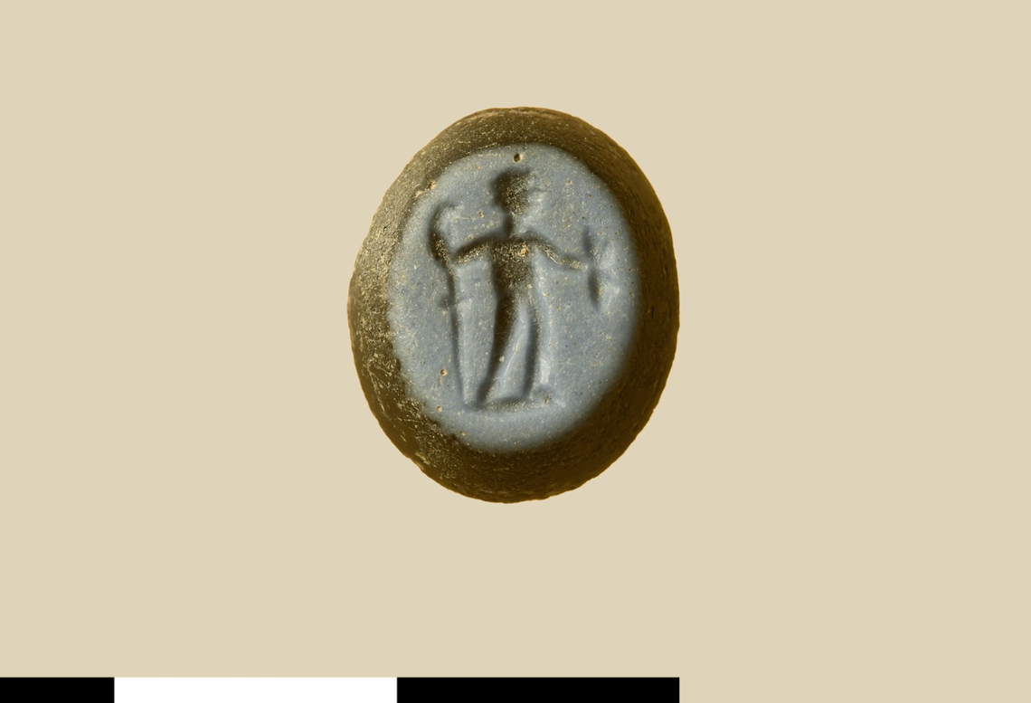 The gemstone depicting the Roman god Mercury was likely mounted on a ring.