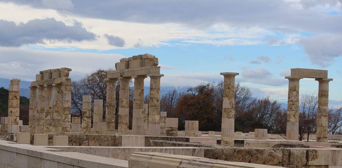 A view looking across the Palace of Aigai.