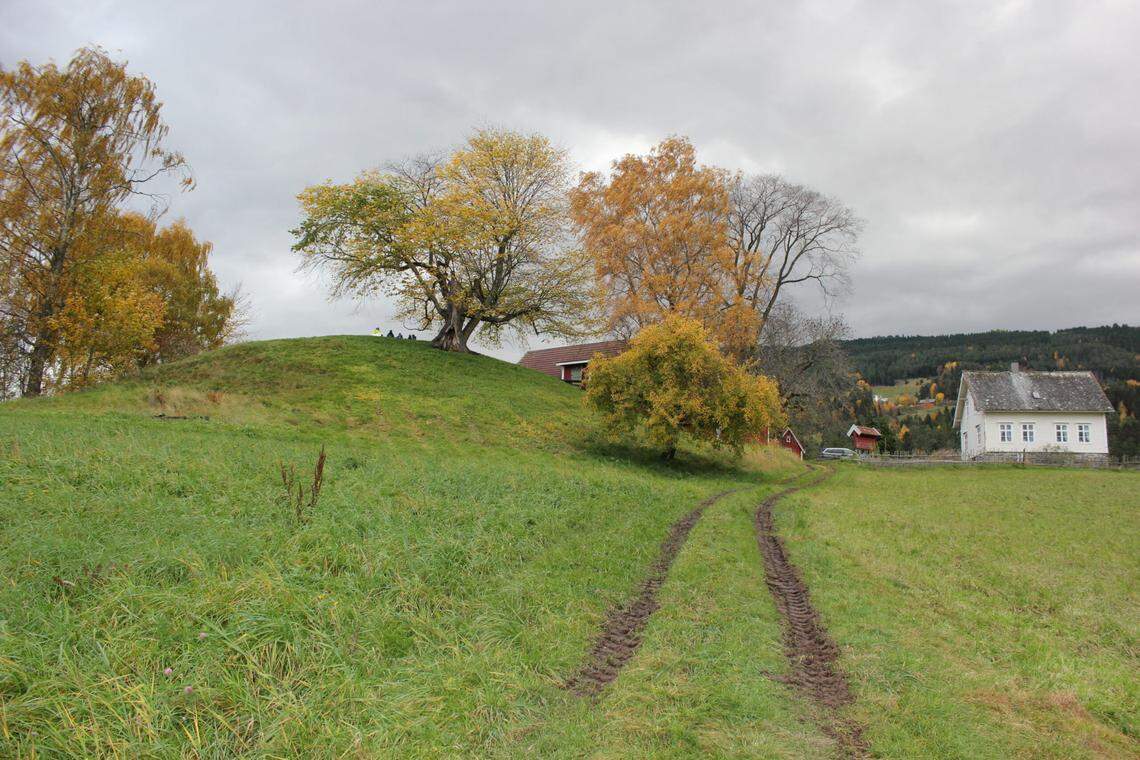 A view of the Karnilshaugen mound (left).