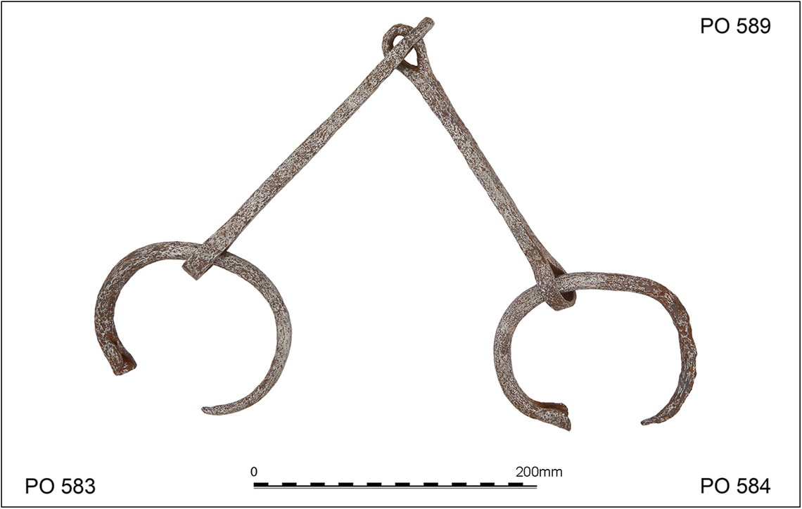 One set of ancient metal shackles found at Ghozza.