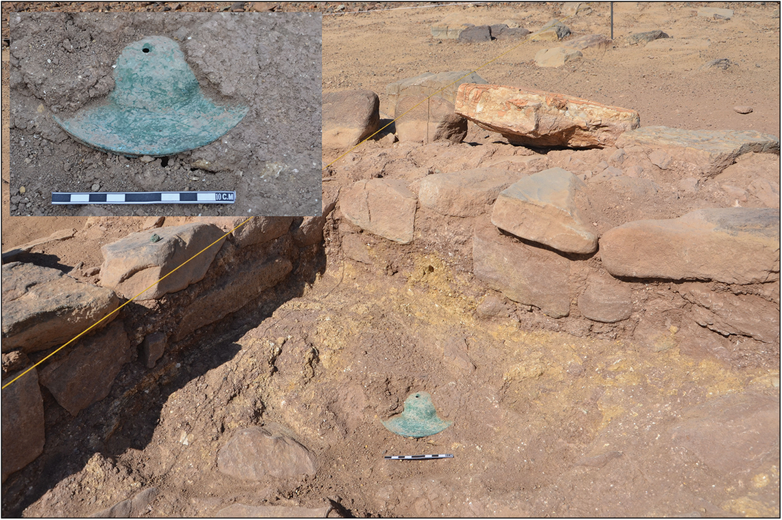 The 4,000-year-old cymbals as seen during excavations.