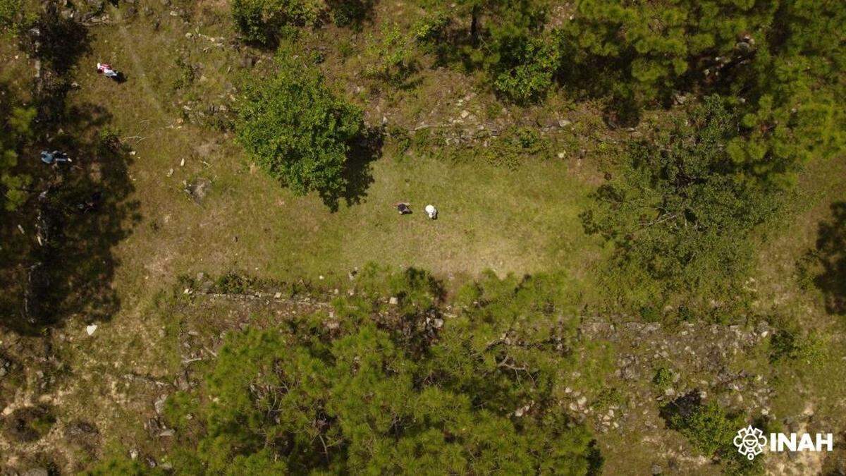 An aerial view of the ballcourt at the Paso Temprano site in Guerrero.