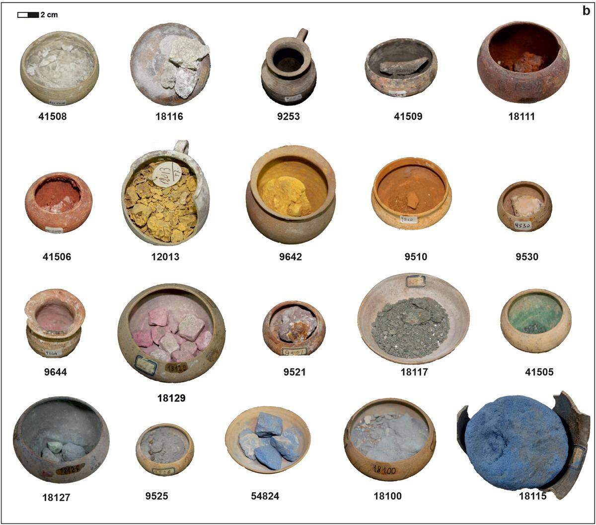 Some of the ancient pigments found in Pompeii.
