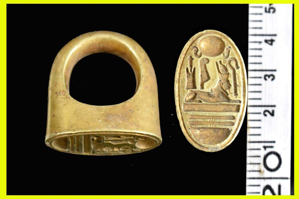 A gold ring found in the ancient military leader’s tomb.