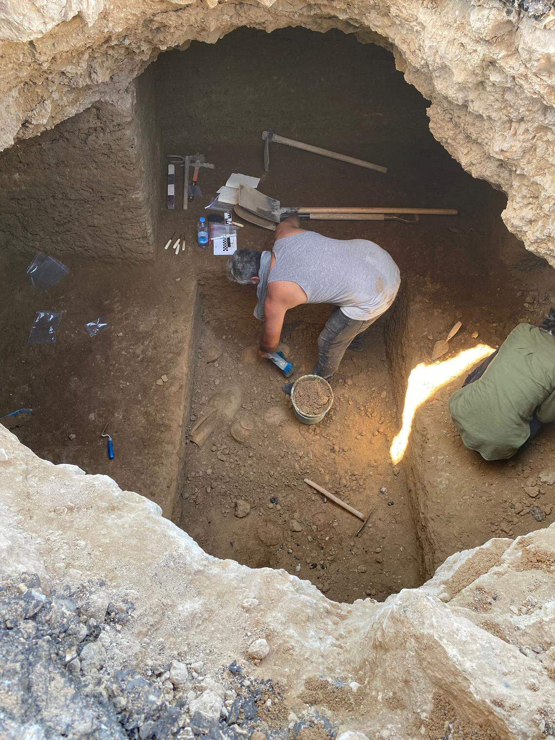 A view into the ancient Greek tomb.