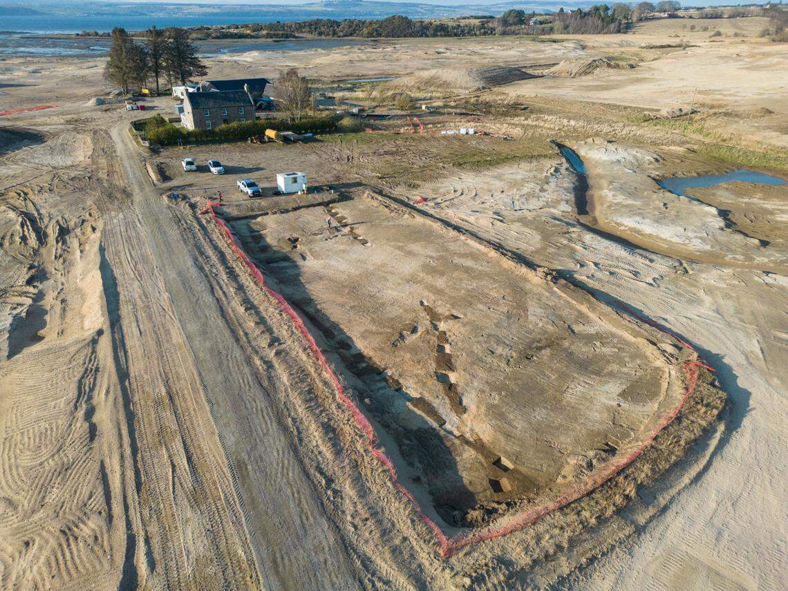 Ditches left from a medieval settlement and found at the Cabot Highlands site.
