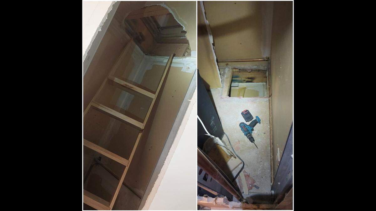A Canadian man is facing charges after police said he tunneled into his upstairs neighbor’s apartment.
