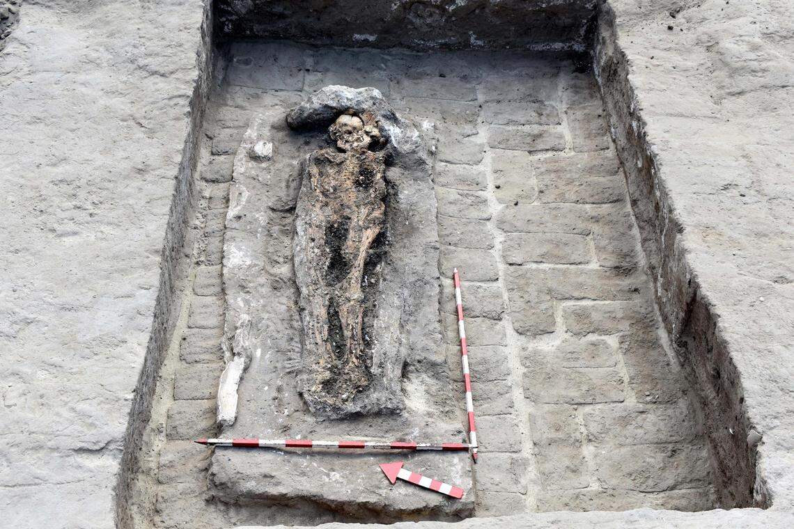 A section of the 3,100-year-old military leader’s tomb.