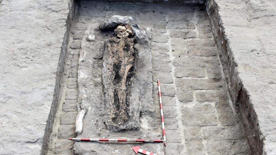 A section of the 3,100-year-old military leader’s tomb.