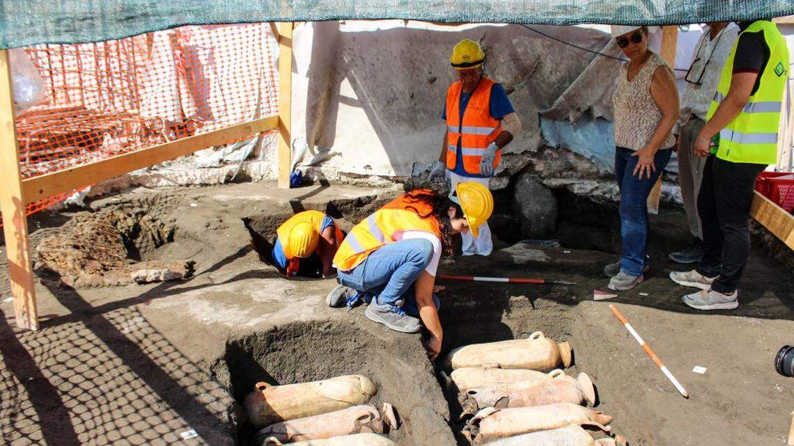 During construction in Italy, archaeologists found pre-Roman graves and an ancient plowed field preserved by the eruption of Vesuvius.