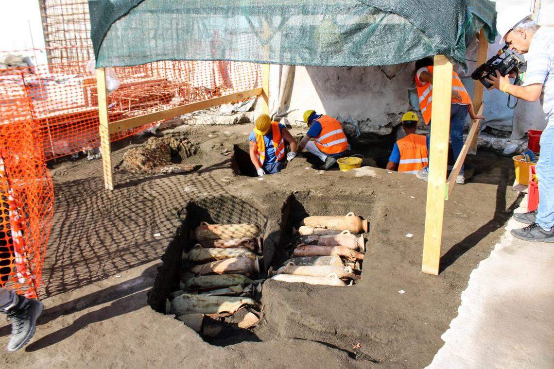 Archaeologists excavate the 2,000-year-old burial ground.