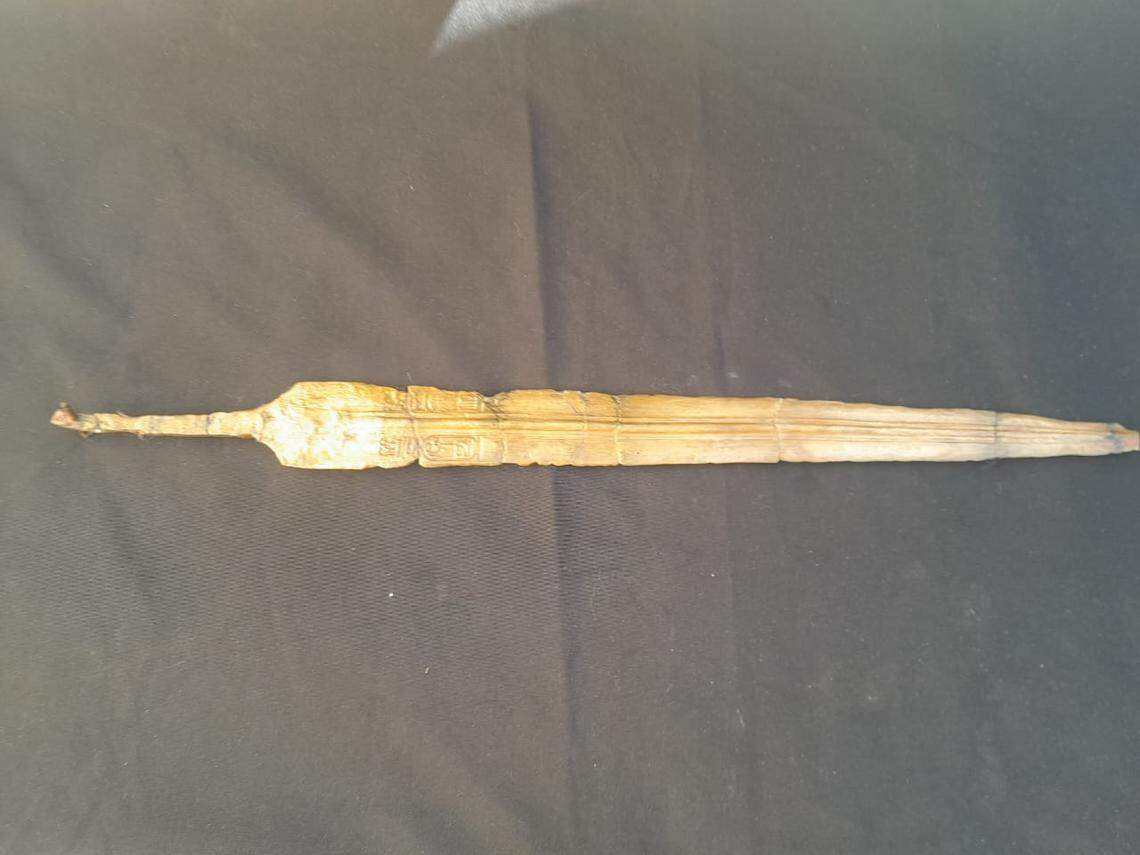 A bronze sword found at the ancient fort.