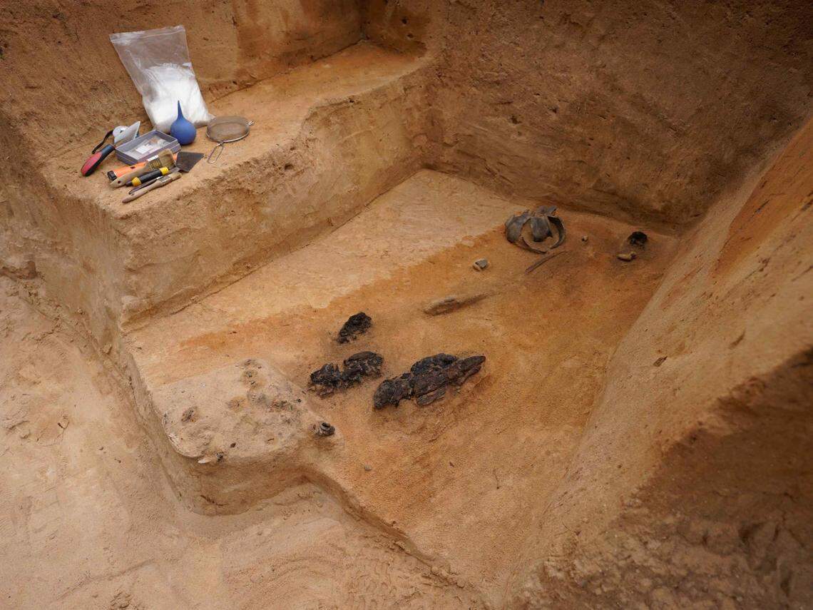 One of the medieval graves found in Vilnius.