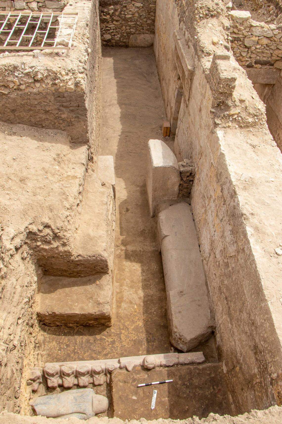 One of the tomb chambers with an offering table and statue of King Djoser’s family.