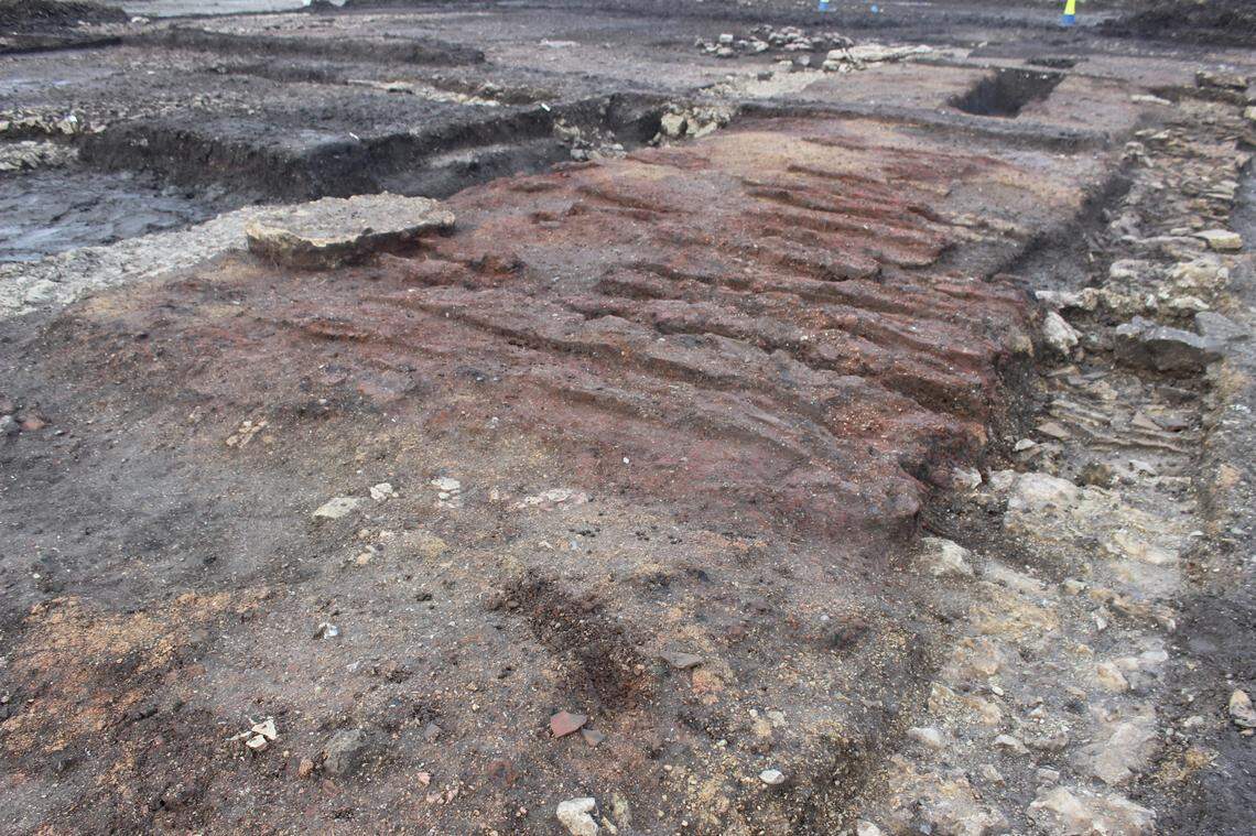 Some of the brick flooring found at the ancient Roman villa complex.