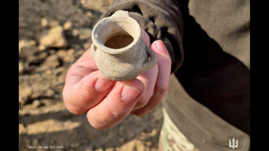 The discovery included a small amphora, an ancient Greek vessel sometimes used in funeral rituals.