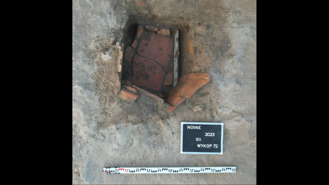 A rare Roman refrigerator with wine and animal bones inside found in Novae, Bulgaria.
